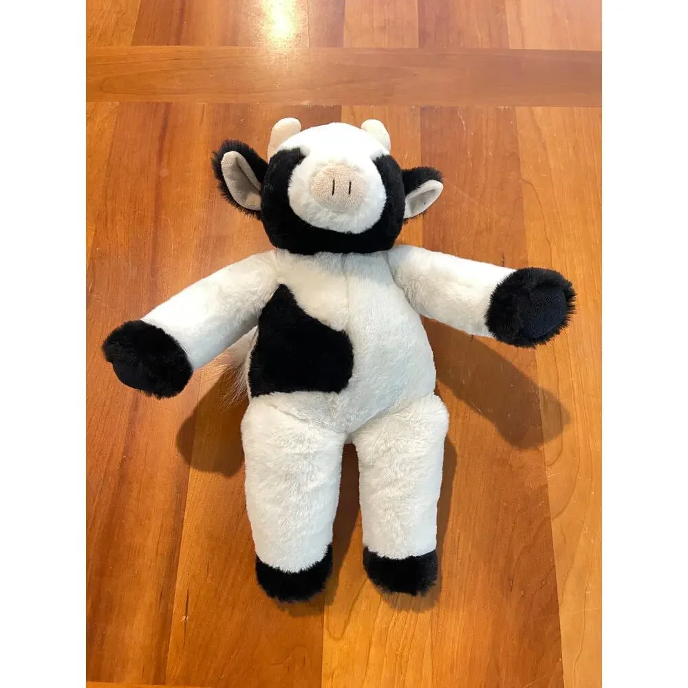 Bearington Cowlin The Cow Plush Toy 15” Farm Animal Black White Surface Washable